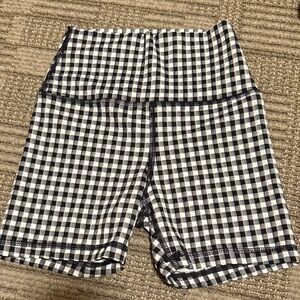 Aerie Black and White Gingham Bike Shorts
